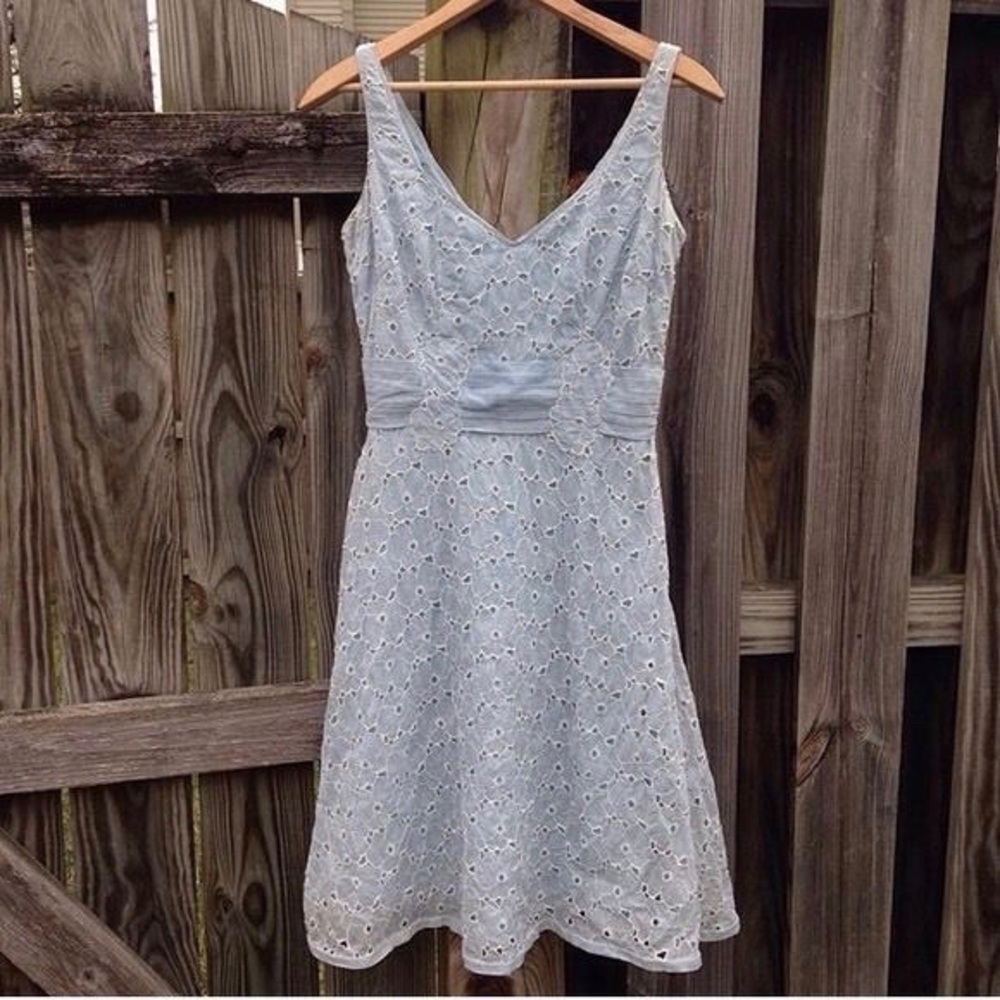 Anthropologie Odille | Floral Lace sky blue dress